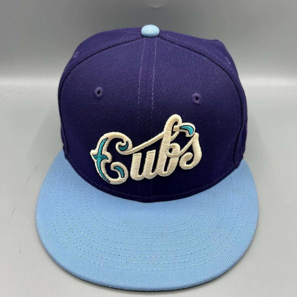 Chicago Cubs MLB Hat Men 7 1/8 Purple Blue 59Fifty New Era Fitted Cap
